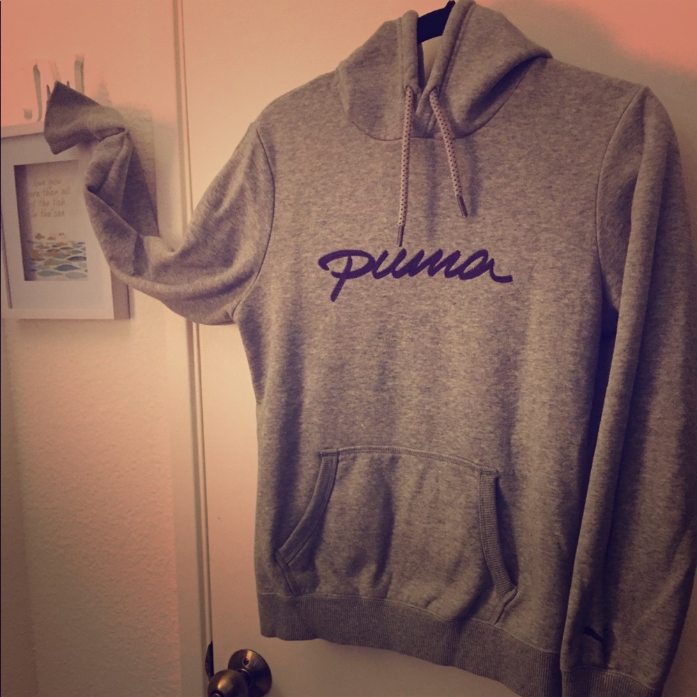 Puma sweater hoodie purple lettering